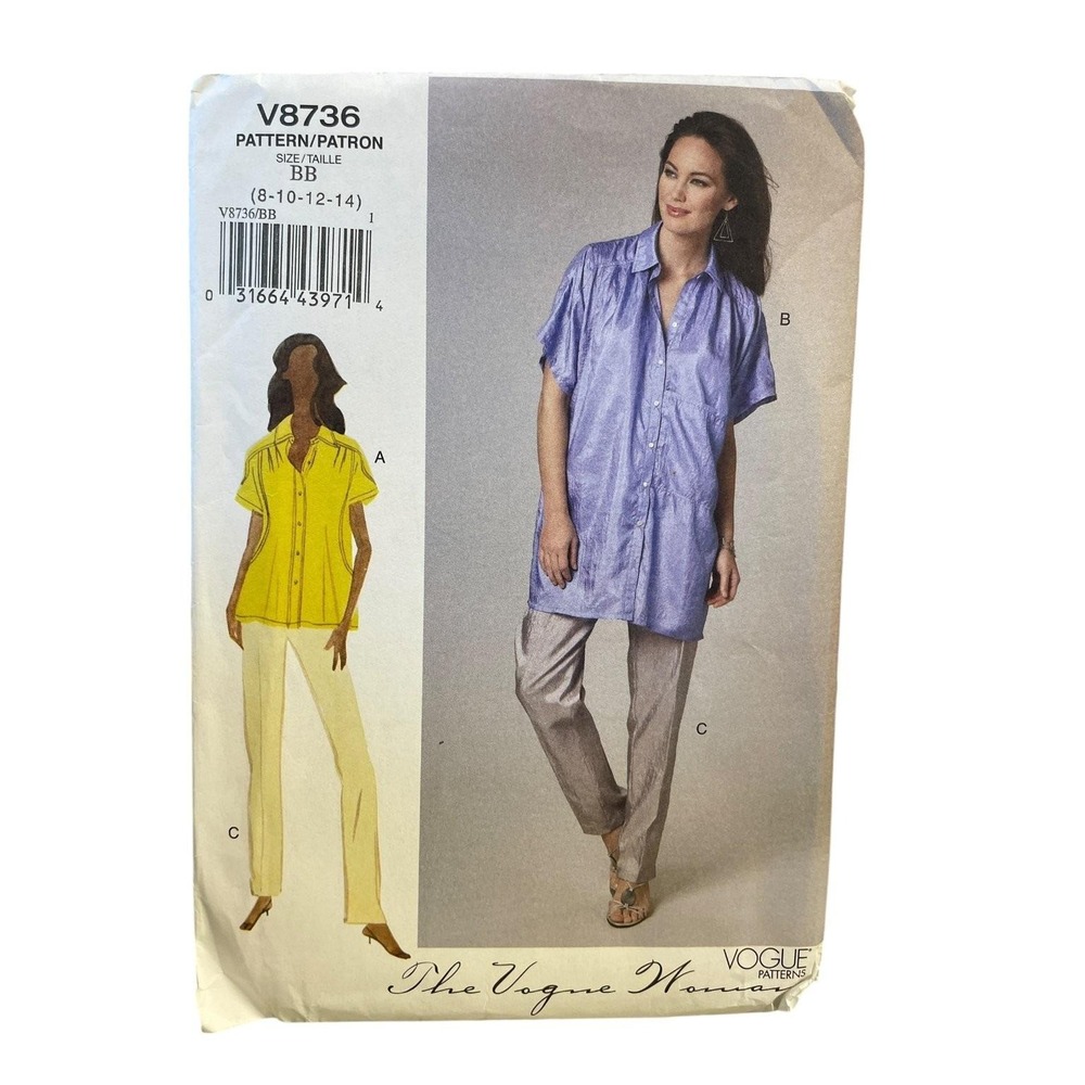 Vogue V8736 Misses Shirt and Pants Sewing Pattern Size 8-14 Easy